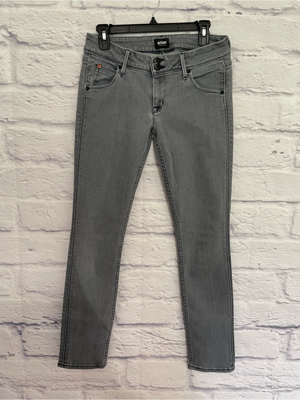 Hudson Skinny Jeans Collin Flap Pocket in Gray